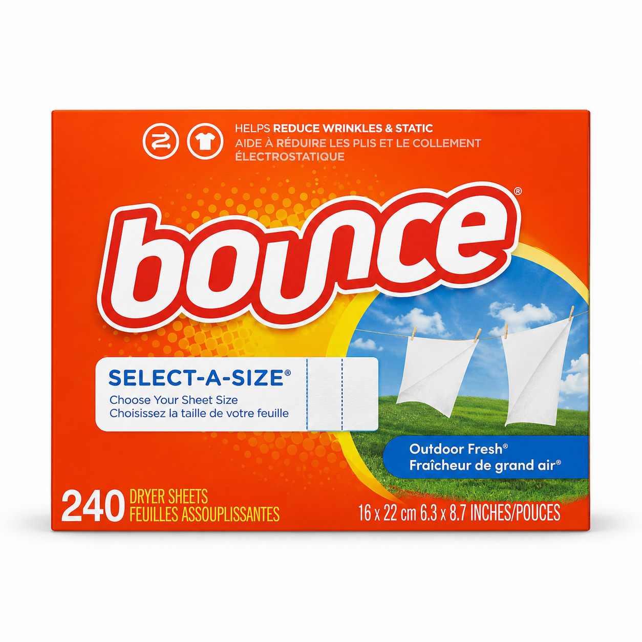 Bounce Select-A-Size Dryer Sheets – Outdoor Fresh