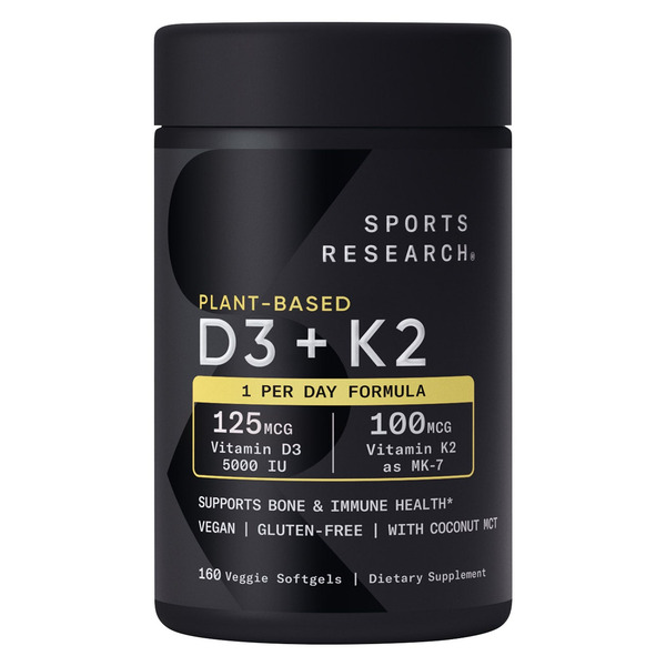 Sports Research Plant-Based Vitamin D3 + K2